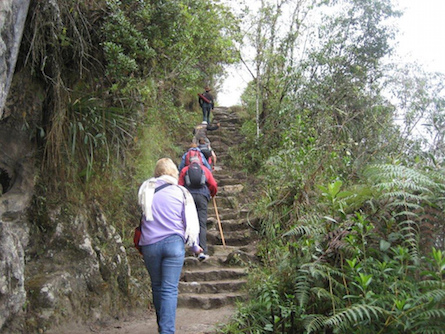 Enjoying a hike at Machu Picchu in Peru
