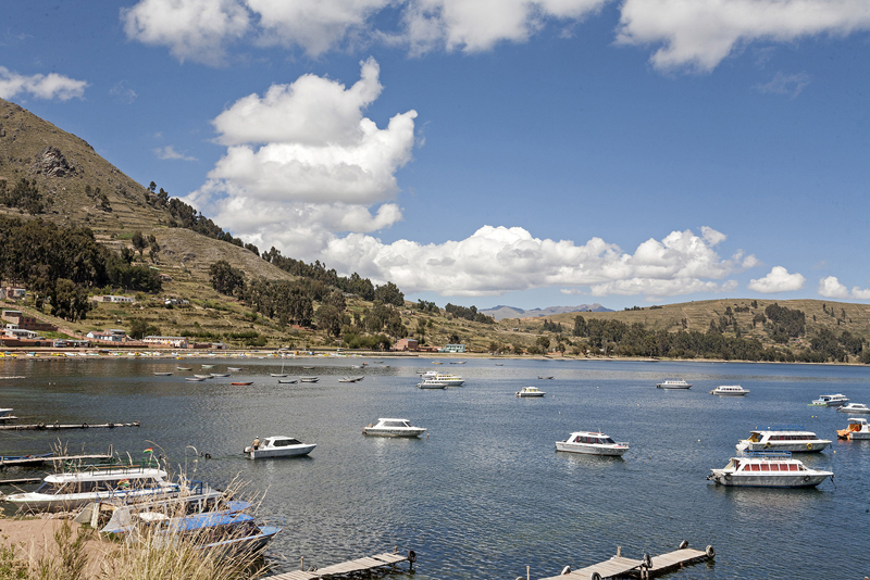 boats on Lake Titicaca