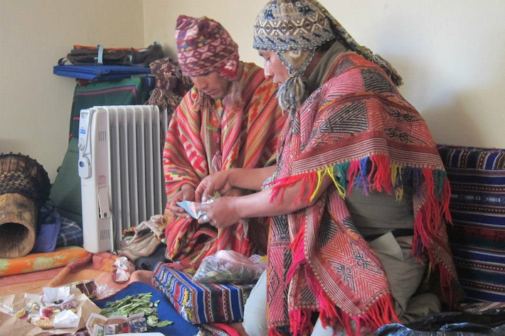 preparing a ceremony in peru