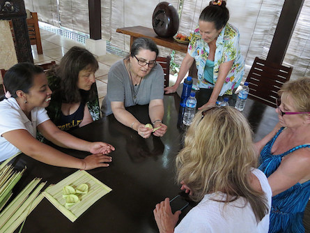 Making Balinese offerings in Bali