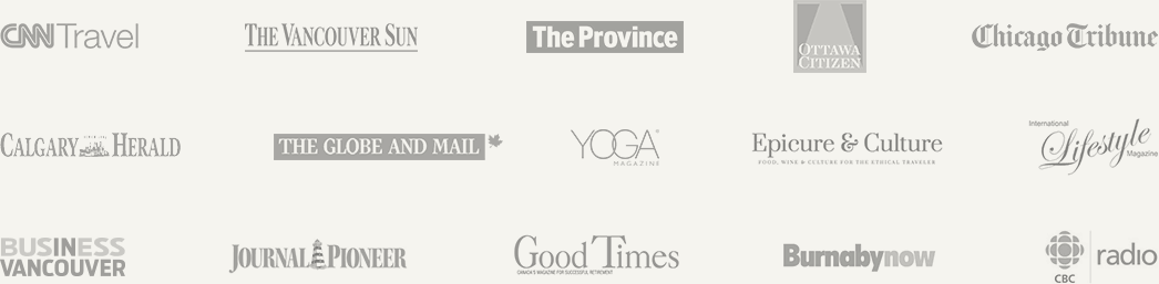Media logos of reviews for Sacred Earth Journeys